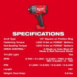 Milwaukee M18 FUEL 18V Lithium-Ion Brushless Cordless 1/2 in. Impact Wrench with Friction Ring (Tool-Only)