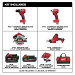 Milwaukee M18 18-Volt Lithium-Ion Brushless Cordless Combo Kit (4-Tool) with 2-Batteries, 1-Charger and Tool Bag