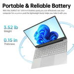 Ccdes 15.6" Laptop, Intel N5095 Quad-Core, 12GB RAM, 256GB SSD, FHD IPS, Backlit Keyboard, Windows 11, Silver