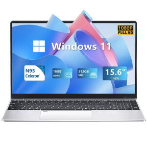 KUU 15.6" FHD Laptop, Intel Alder Lake N95, 16GB RAM, 512GB SSD, Backlit Keyboard, Windows 11 Pro