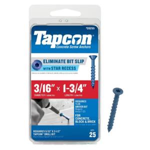 Tapcon 3/16 in. x 1-3/4 in. Star Flat-Head Concrete Anchors (25-Pack)