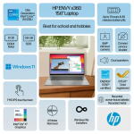HP Envy x360 15.6" FHD Touch 2-in-1, i5-1335U, 8GB RAM, 512GB SSD, Mineral Silver