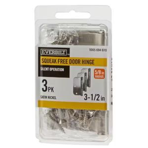 Everbilt 3-1/2 in. x 5/8 in. Radius Satin Nickel Squeak-Free Door Hinge (3-Pack)