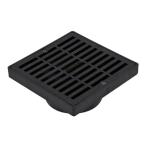 NDS - 6 in. Plastic Square Drainage Grate with Adapter in Black