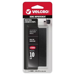 VELCRO 4 in. x 2 in. Industrial Strength Strips in Black (2-Pack) (90199)