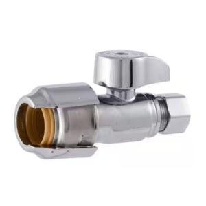 SharkBite Max 1/2 in. Push-to-Connect x 3/8 in. OD Compression Chrome-Plated Brass Quarter-Turn Straight Stop Valve (4-Pack) # UR23037J4