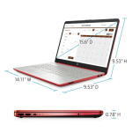 HP 15.6" Laptop, Pentium, 4GB RAM, 128GB Storage, Scarlet Red