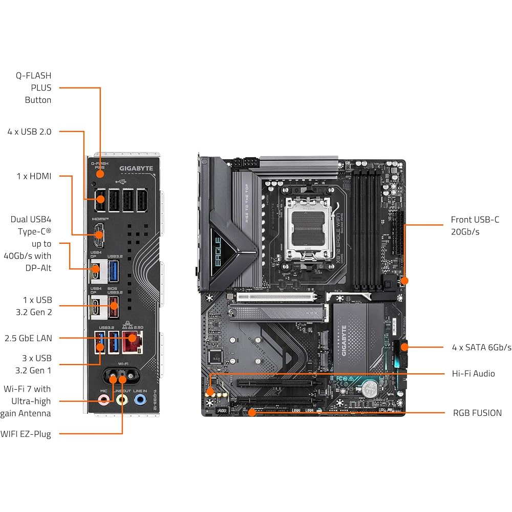 GIGABYTE X870 Eagle WIFI7 AMD AM5 LGA 1718 Motherboard - Image 9