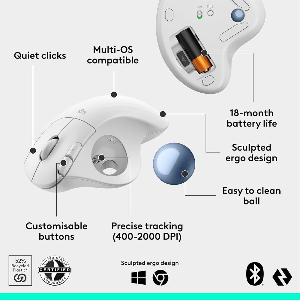 Logitech Ergo M575S Wireless Bluetooth Trackball Mouse - Image 6