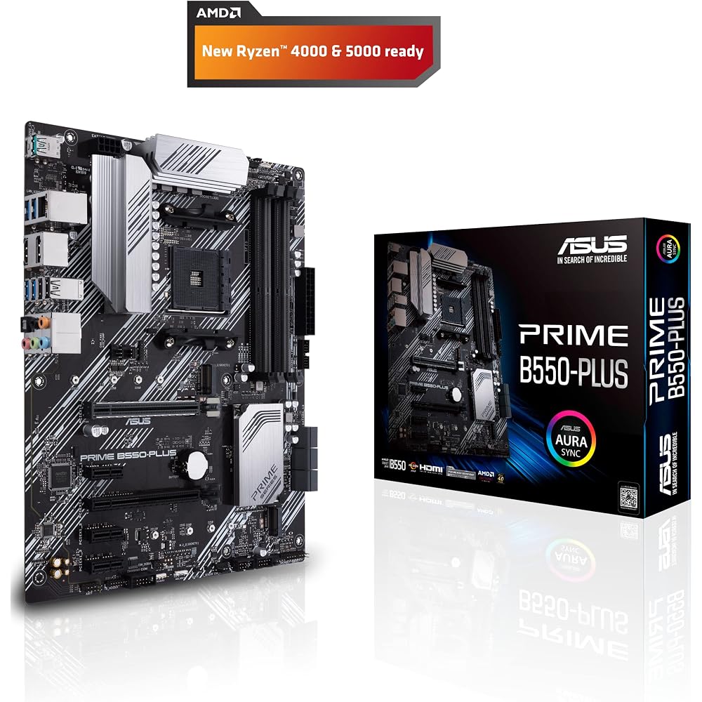 ASUS Prime B550-PLUS AMD AM4 Zen 3 Ryzen 5000 and 3rd Gen Ryzen ATX Motherboard - Image 2