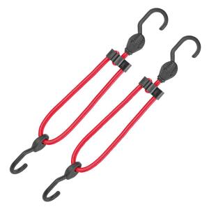 HDX 16 in. to 24 in. Adjustable Super Strong Bungee, Red (2-Pack) (9375)