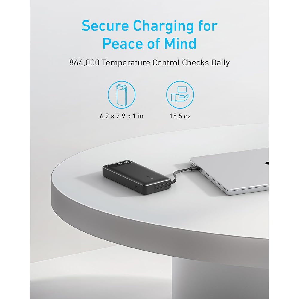 Anker power bank 20k, 87w, Built in USB C cable - Image 6