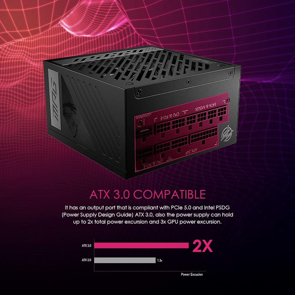 MSI MPG A850G PCIE 5 & ATX 3.0 850W Gaming Power Supply - Image 3