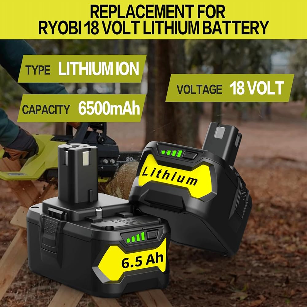 Energup 2Pack 18Volt P102 Replace for Ryobi 18V Batteries and Charger Combo 3.5A - Image 2