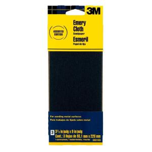 3M 3.66 in. x 9 in. Coarse, Medium and Fine Assorted Grits Emery Cloth Sandpaper (3 Sheets-Pack) (5931ES)