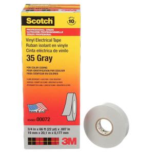 3M 3/4 in. x 66 ft. Vinyl Color Coding Electrical Tape, Gray - 35-GRAY-3/4