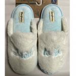 Dearfoams Women's Cozy Quilted Slip-On Slide Slippers Ivory/Blue Size 11