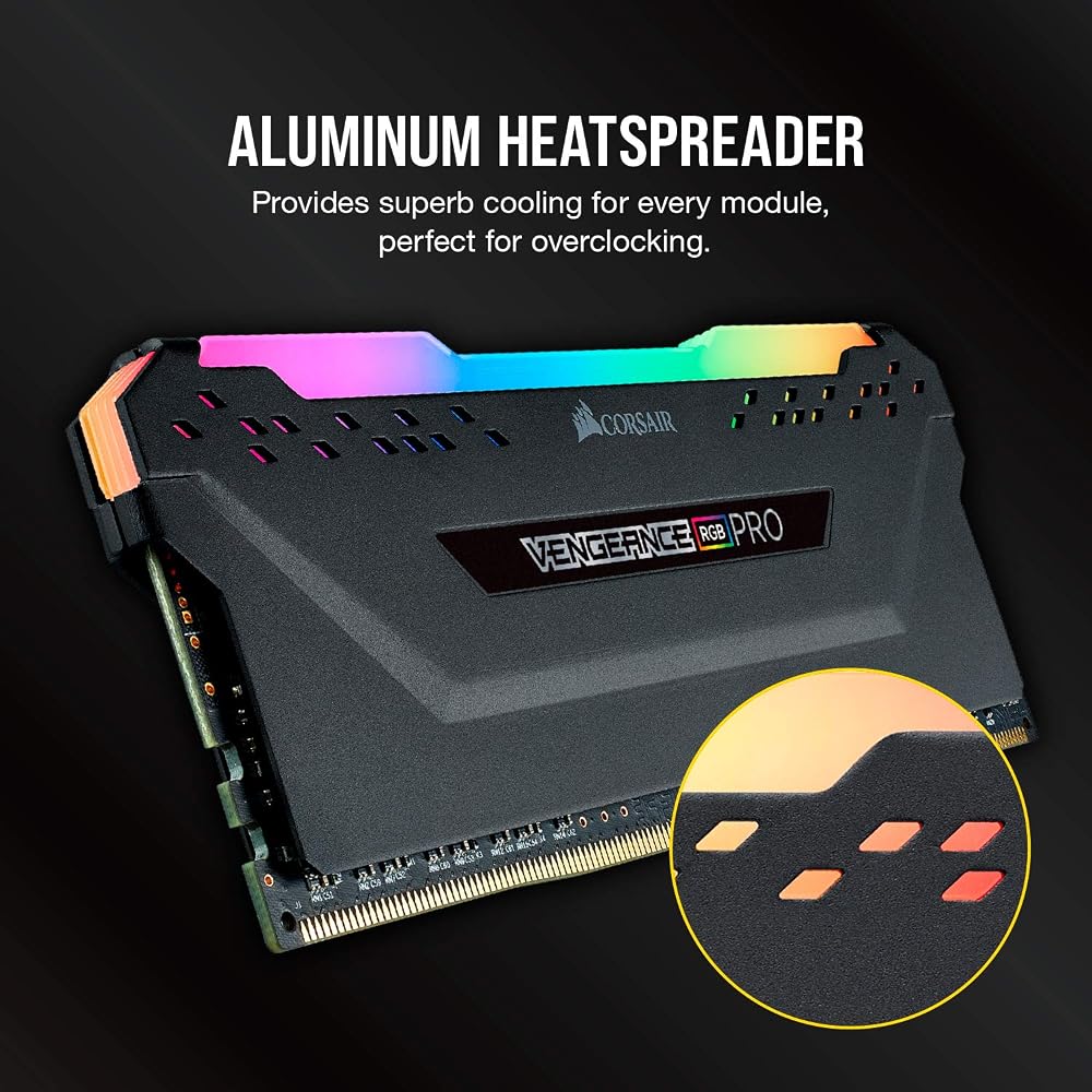 CORSAIR VENGEANCE RGB PRO DDR4 RAM 32GB (2x16GB) Desktop Computer Memory - Black - Image 5