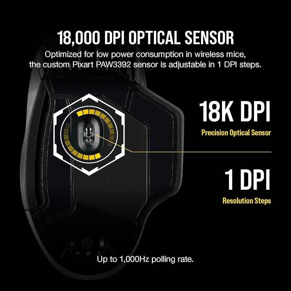 Corsair Dark CORE RGB PRO SE Wireless FPS/MOBA Gaming Mouse - Image 4