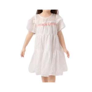 Girl’s Dress With Ruffled Sleeves And Bow At The Chest