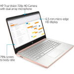 HP 14" Laptop (14-dq0004dx), Celeron N4020, 4GB RAM, 64GB eMMC, UHD 600, Win 10 S, Natural Silver/Pale Rose Gold