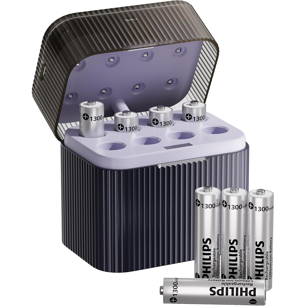 PHILIPS Rechargeable AAA Lithium Battery 8 Pack - Image 1