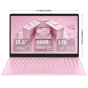 Molegar 15.6" Laptop, Intel N5095, 16GB RAM, 1TB SSD, FHD IPS, USB-C, Wi-Fi 5, 4-Hr Battery