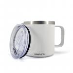 Graphyte Double Wall Vacuum Insulated Stainless Steel Mugs with Handle and Slider Lid, White (14oz)