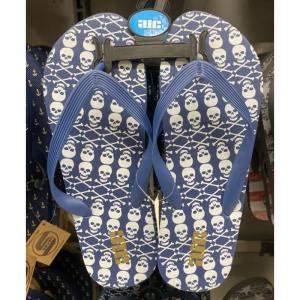 AIC Mens FLip Flop Sandals Skull Crossbones Blue Size 8