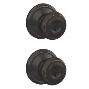 Schlage Georgian Aged Bronze Keyed Entry Door Knob