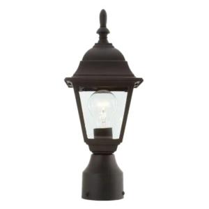 Hampton Bay 1-Light Black Steel Line Voltage Outdoor Weather Resistant Post Light with No Bulb Included