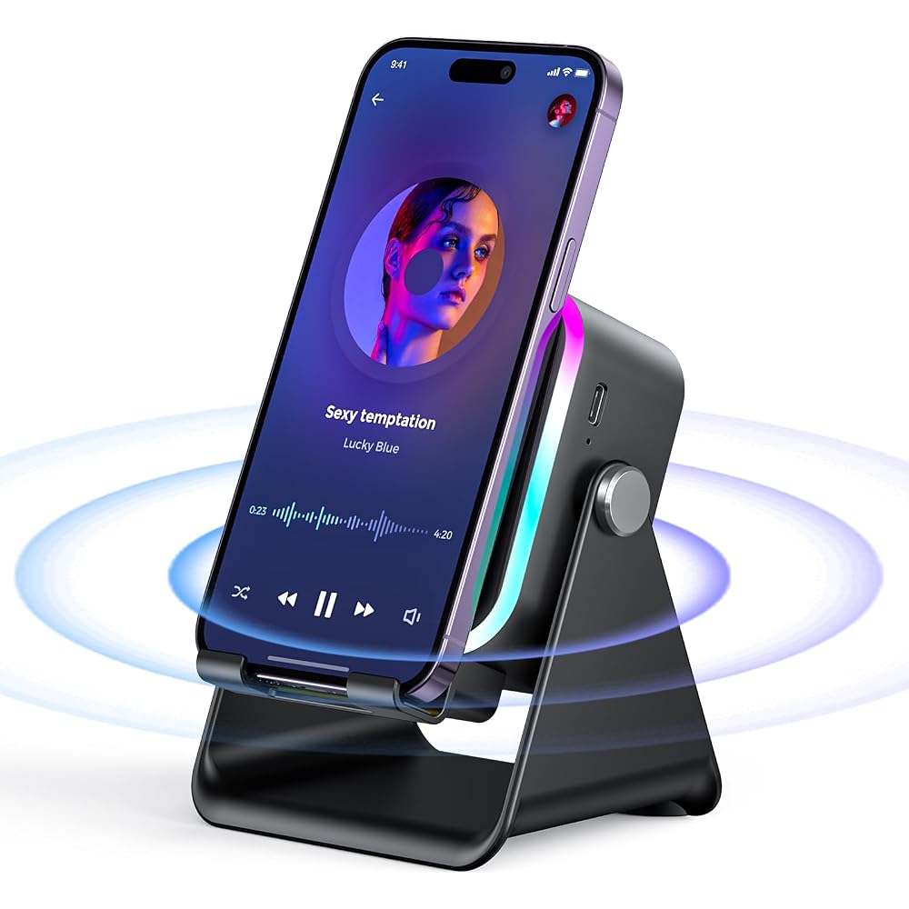 AIKELA Induction Speaker with Phone Stand 5 in 1 Wireless Bluetooth Audio