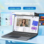 KUU i5 Gaming Laptop, 16" 1080p, 16GB RAM, 512GB SSD, HDMI, USB Type-C