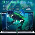Rumtuk 17.3" FHD Laptop, Celeron N5095, 16GB RAM, 512GB SSD, Backlit KB, Fingerprint, Win 11 Pro