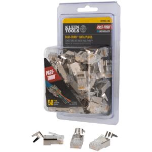 Klein Tools 50-Pack CAT6A Shielded Pass-Thru Modular Data Plugs VDV826705