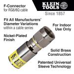 Klein Tools 10-Pack VDV812606 Universal F Compression Connector for RG6/6Q