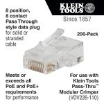 Klein Tools 200-Pack CAT6 Pass-Thru Modular Data Plug