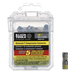 Klein Tools 50-Pack (VDV812612) Universal F Compression Connector for RG6/6Q