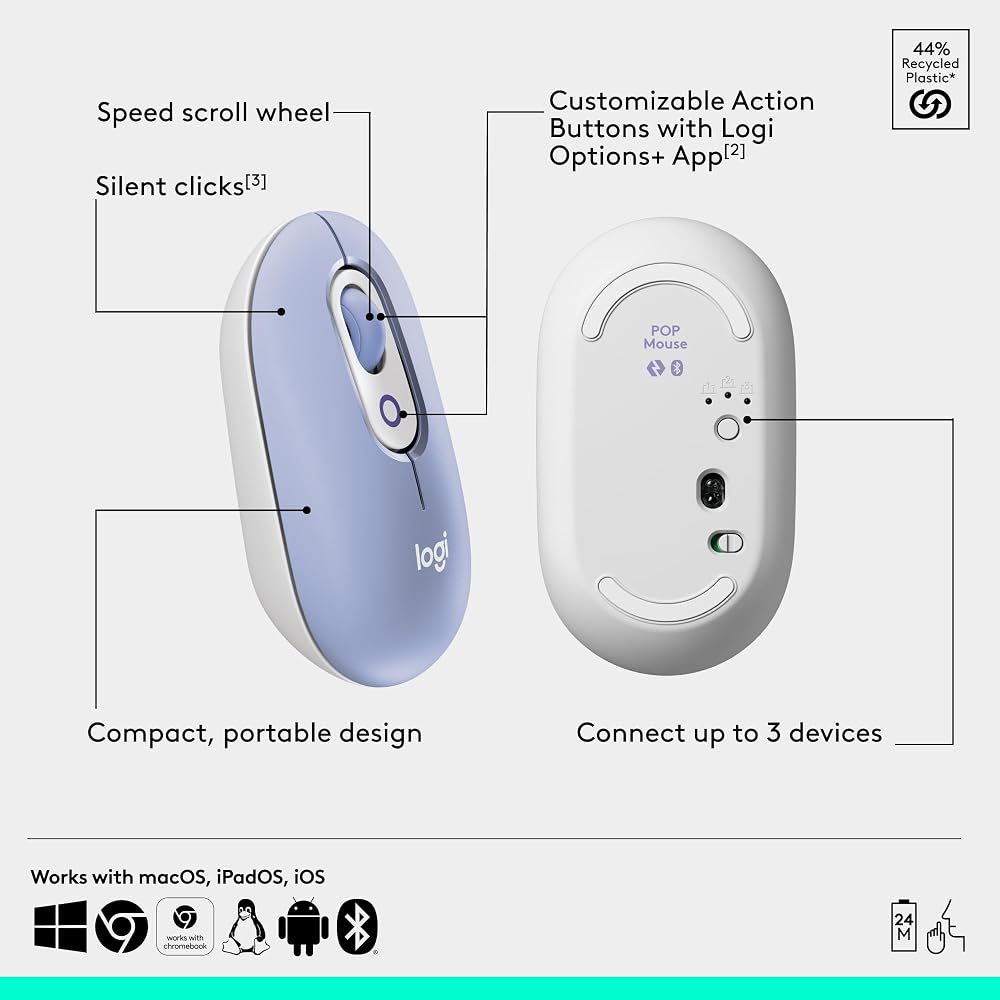 Logitech POP Mouse, Compact and Portable Wireless Bluetooth - Image 6