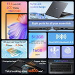 Blackview Acebook 8, 15.6" FHD, Intel N97, 16GB RAM, 512GB SSD, Win 11, Fingerprint, Gray