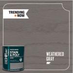 BEHR - 1 qt. TIS-086 Weathered Gray Satin Semi-Transparent Water-Based Interior Wood Stain and Poly in One