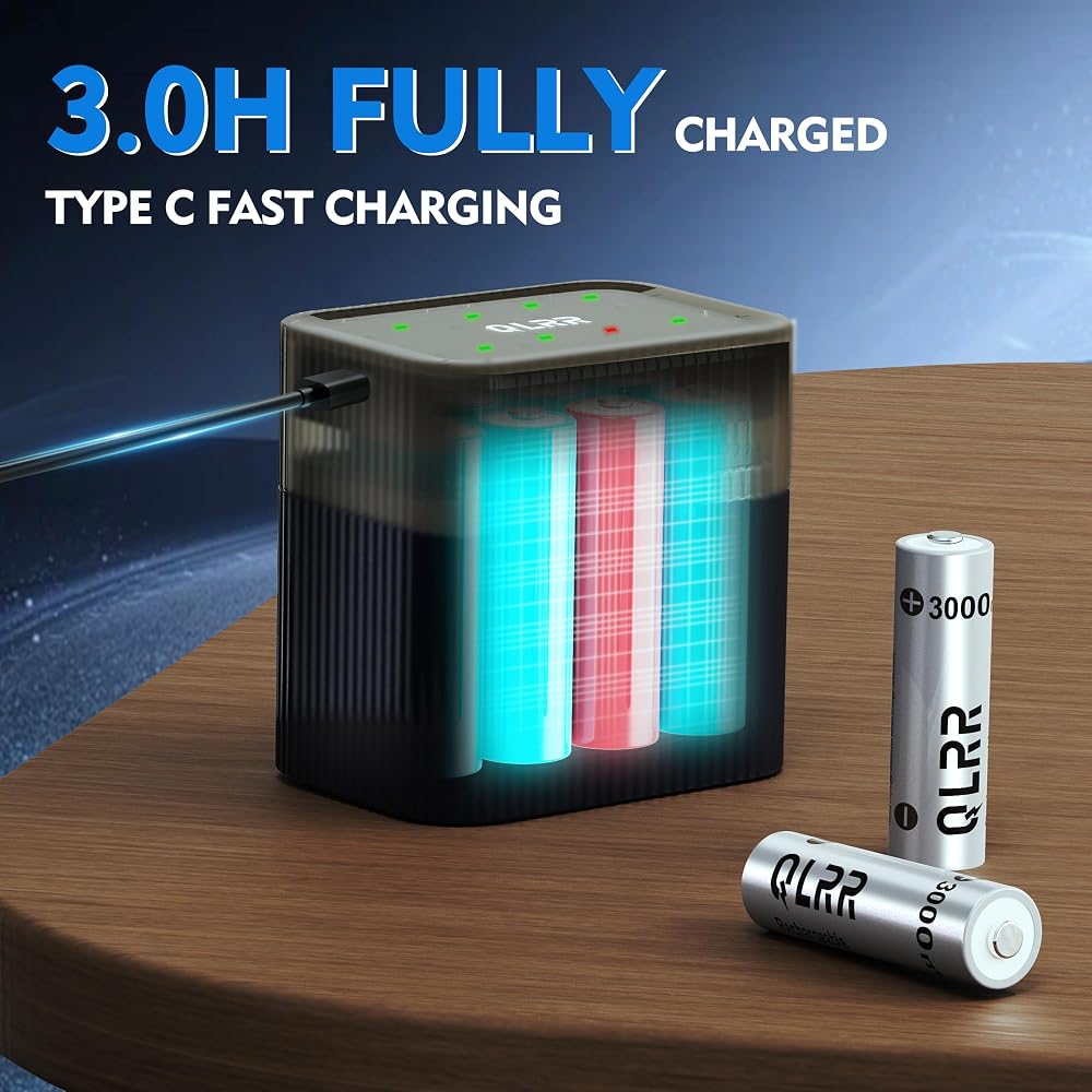 QLRR Rechargeable Lithium AA Batteries with Fast Charger 8 Pack - Image 5