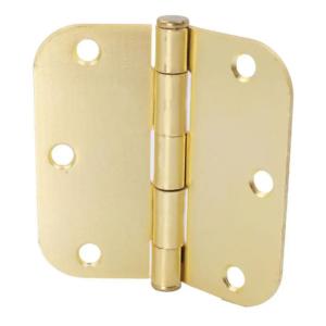 Everbilt 3-1/2 in. x 5/8 in. Radius Squeak-Free Door Hinge Satin Brass