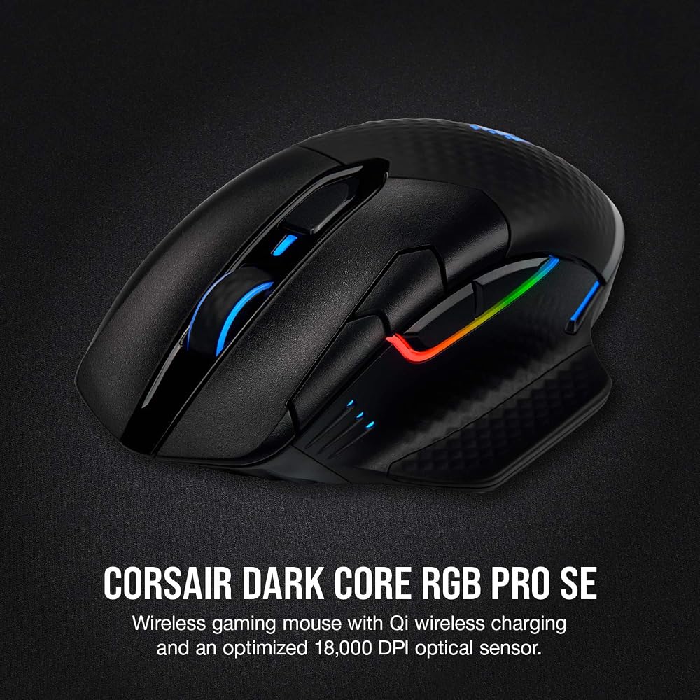 Corsair Dark CORE RGB PRO SE Wireless FPS/MOBA Gaming Mouse - Image 2