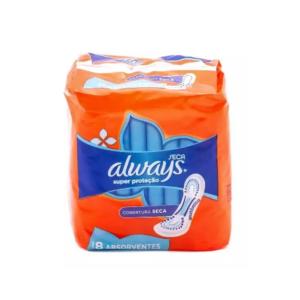 Always 8ct Maxi Pads Cobertura Seca