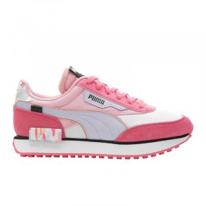 Puma Girls Future Rider Nail Glam Grade School Running Shoes White/Purple/Pink Size 5