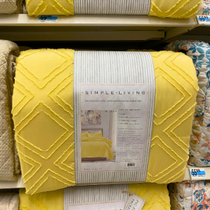 Simple Living 3 Pc Luxury CLipped Jacquard Reversible Quilt Set Deep Yellow