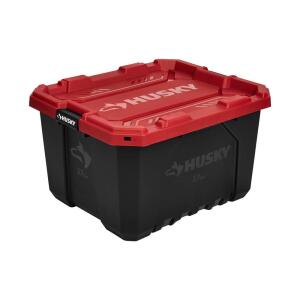 Husky27 Gal. Pro Grip Storage Tote in Black with Red Lid (999-27G-HUSKY)