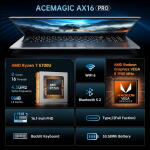 NIPOGI AX16Pro 16.1" FHD Gaming Laptop, Ryzen 7 5700U, 16GB RAM, 512GB SSD, Windows 11, Gray