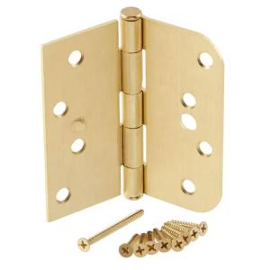 Everbilt 4 in. Square x 5/8 in. Radius Squeak-Free Door Hinge Satin Brass